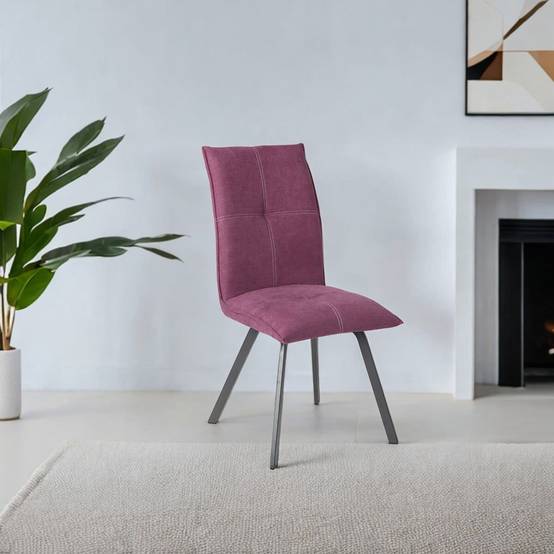 Lot de 2 Chaises Tissu Coloris Violet - BISPO - Image 3
