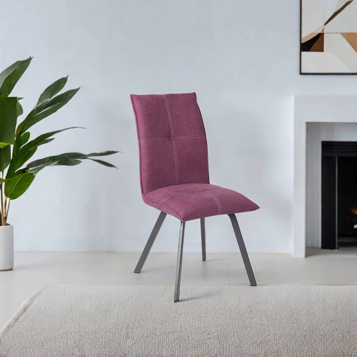 Lot de 2 Chaises Tissu Coloris Violet - BISPO - Image 3