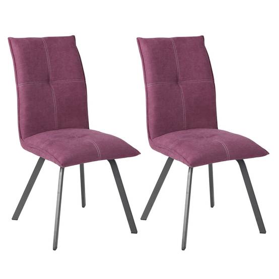Lot de 2 Chaises Tissu Coloris Violet - BISPO - Image 1