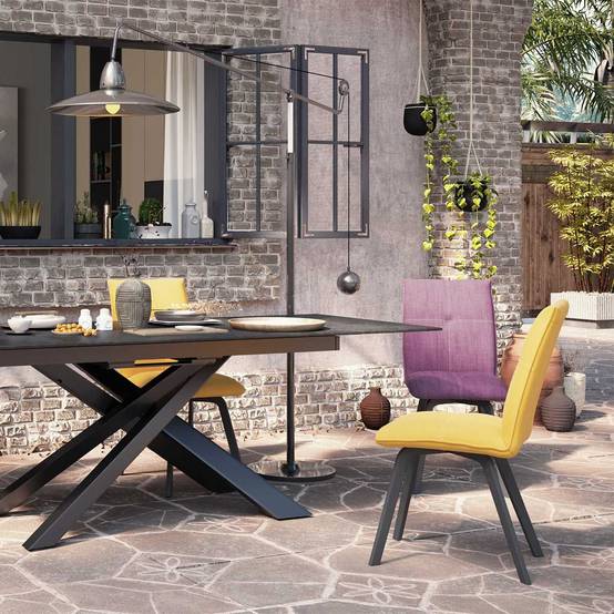 Lot de 2 Chaises Tissu Coloris Violet - BISPO - Image 2