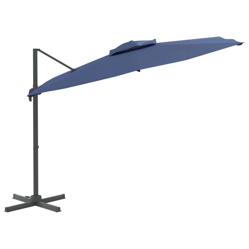 Helloshop26 - Parasol meuble de jardin cantilever à double toit 300 x 300 cm bleu azuré - Imagen 2