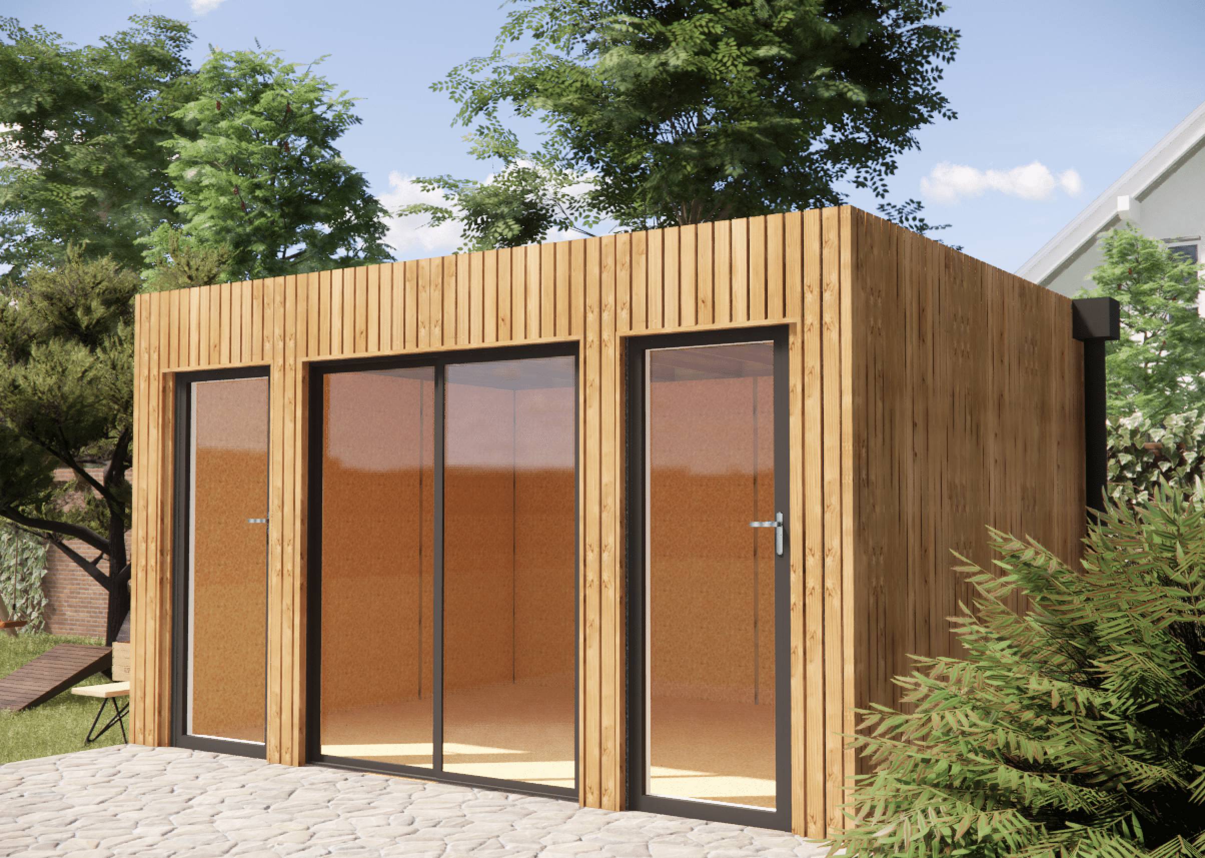Sans Marque - Extension bois traité autoclave en bois 4,4 x 3,5 x 2,7 m avec plancher isolé - Imagen 6