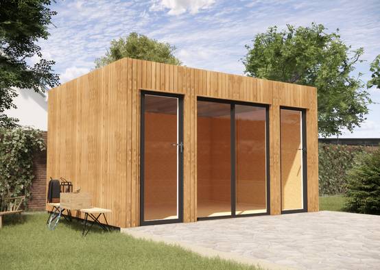 Sans Marque - Extension bois traité autoclave en bois 4,4 x 3,5 x 2,7 m avec plancher isolé - Image 1