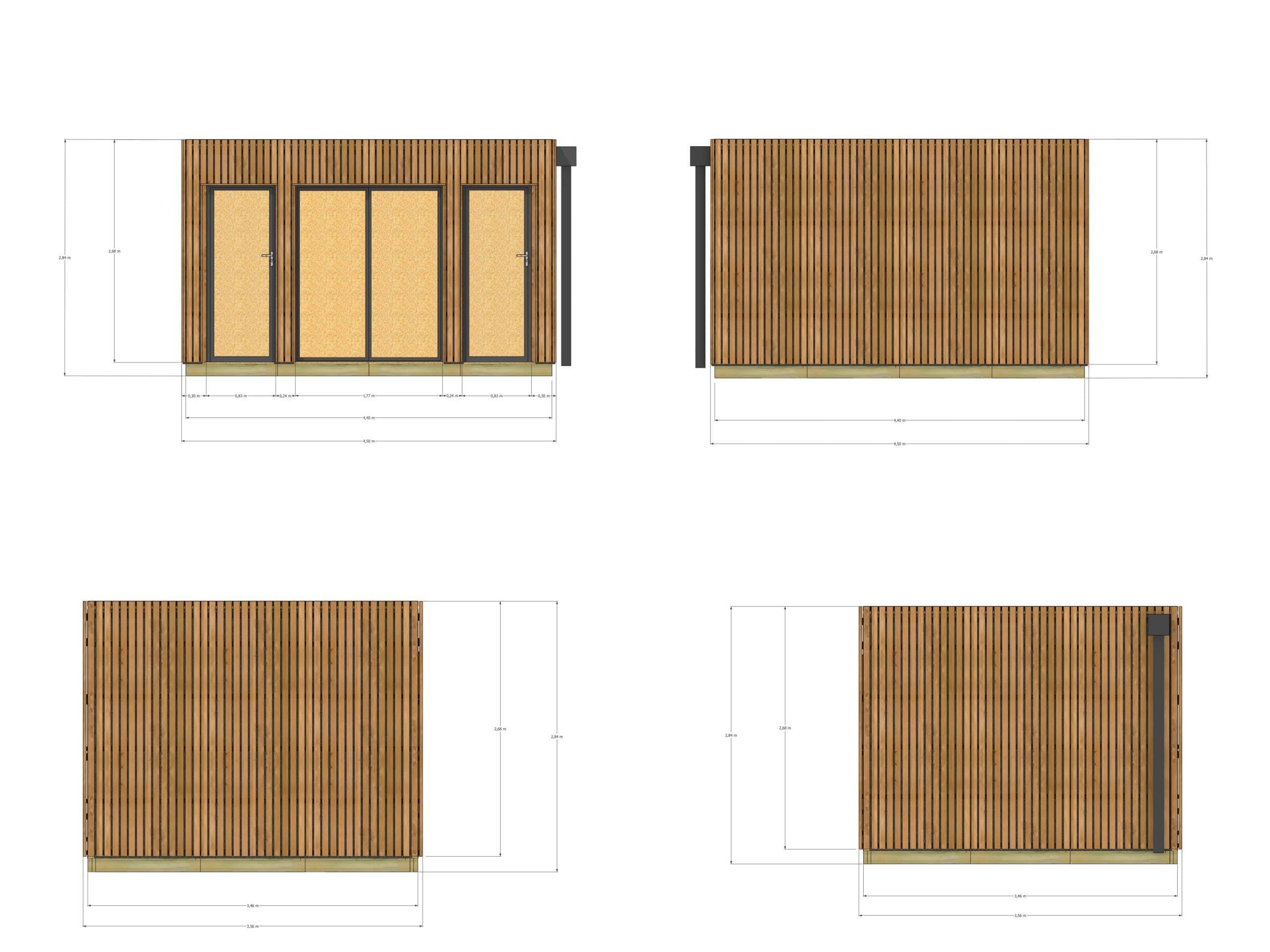 Sans Marque - Extension bois traité autoclave en bois 4,4 x 3,5 x 2,7 m avec plancher isolé - Imagen 4