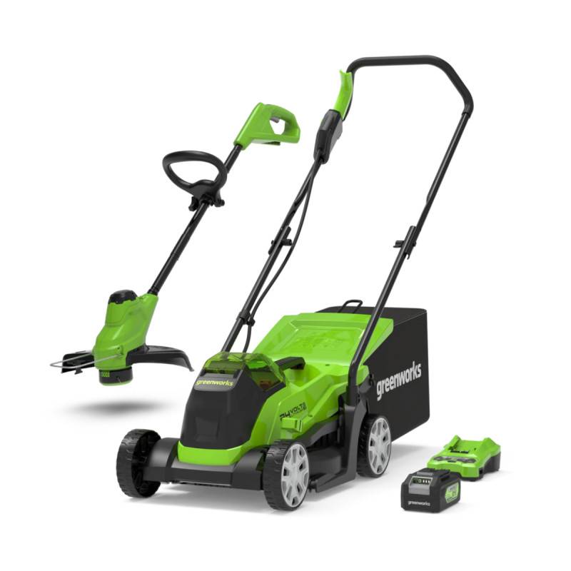 Greenworks - Tondeuse + Coupe-bordure 24V GREENWORKS - Batterie 4,0Ah - Chargeur - GD24LM33LT25K4 - Image 1