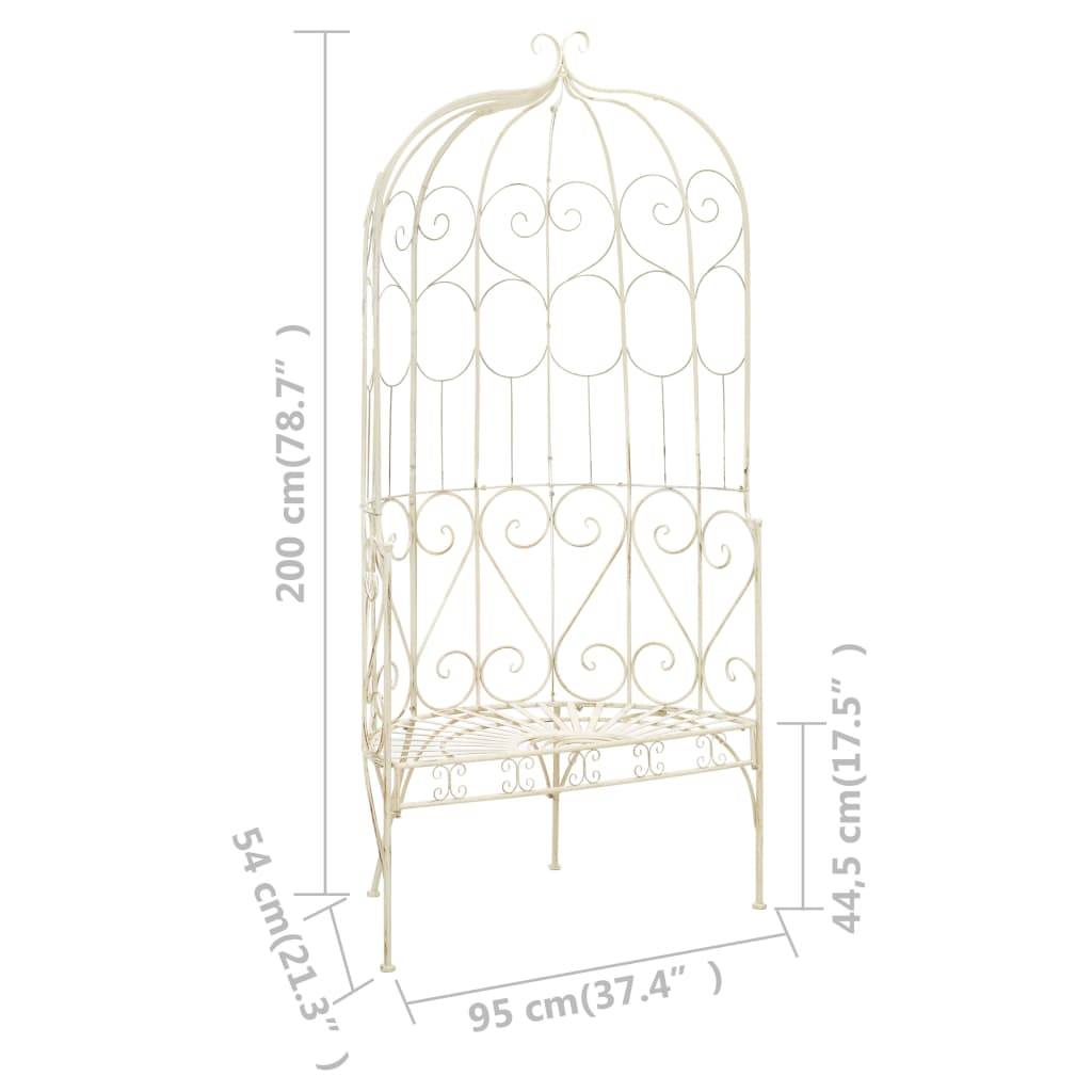 Helloshop26 - Banc de jardin meuble de patio d'extérieur terrasse 95 x 54 x 200 cm fer blanc antique - Imagen 6