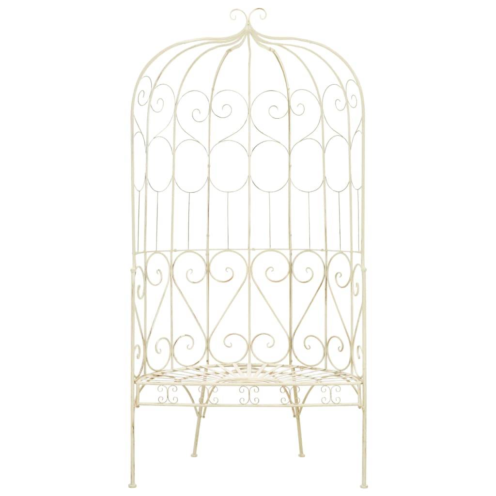Helloshop26 - Banc de jardin meuble de patio d'extérieur terrasse 95 x 54 x 200 cm fer blanc antique - Imagen 2