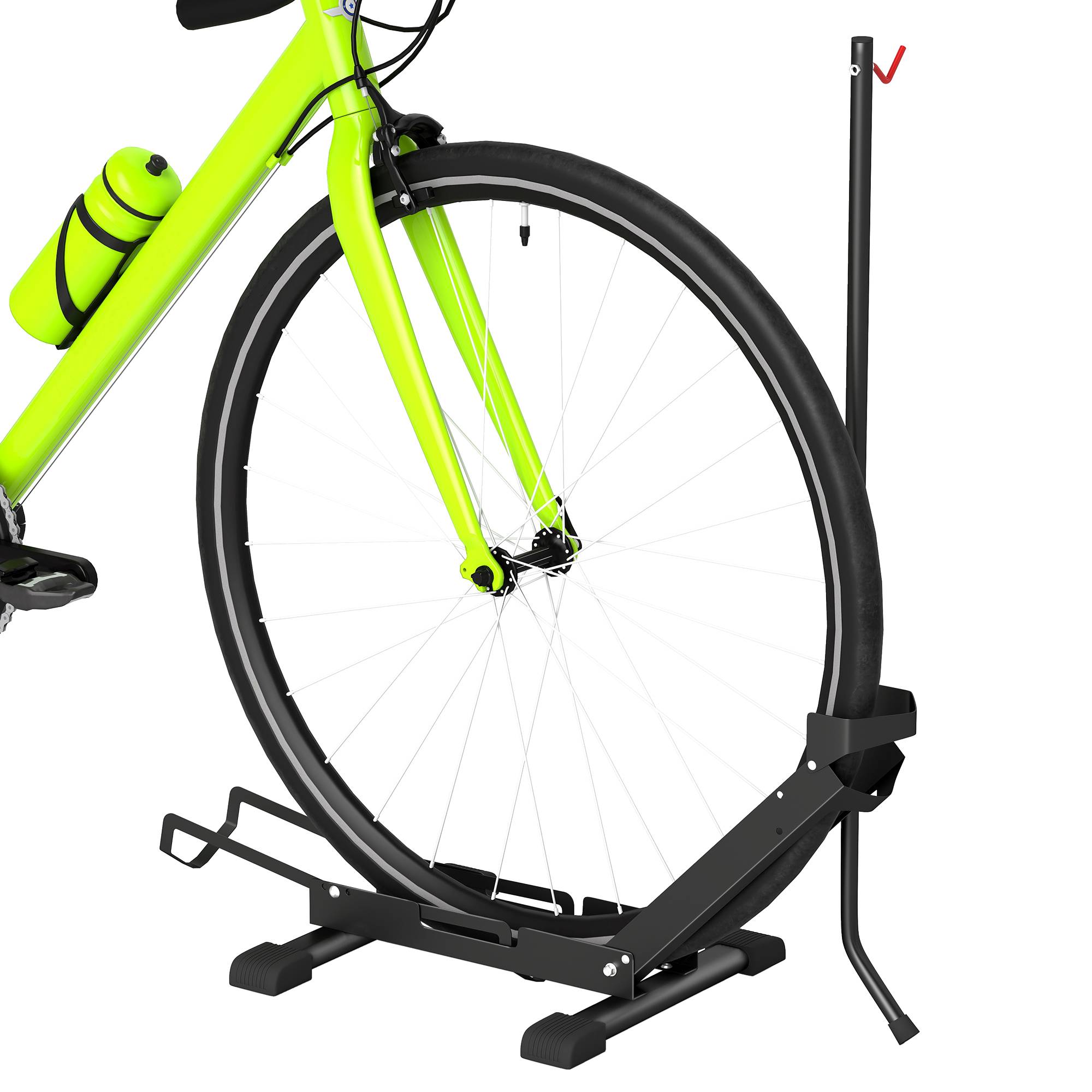 Support à vélo en acier, porte-vélos de sol pliable et portable pour la maison, le garage ou l'atelier, 75 x 41 x 71-81 cm, noir