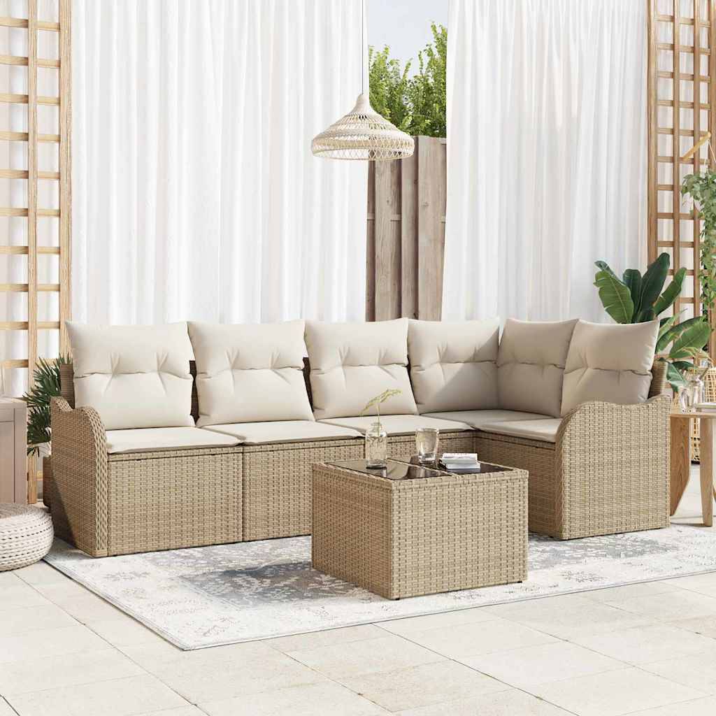 Salon de jardin 5 places en polyrotin modulable design tissé à la main pour extérieur Marron – ComfortXL Outdoor Living - Image 1