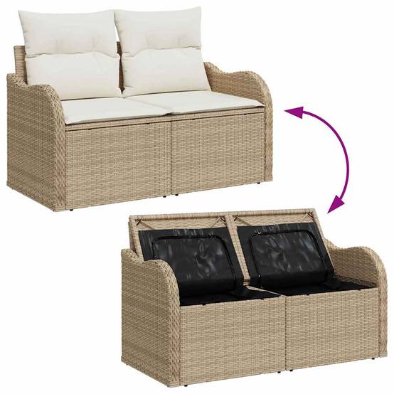 Salon de jardin 5 places en polyrotin modulable design tissé à la main pour extérieur Marron – ComfortXL Outdoor Living - Image 8
