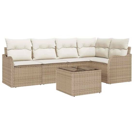 Salon de jardin 5 places en polyrotin modulable design tissé à la main pour extérieur Marron – ComfortXL Outdoor Living - Image 2