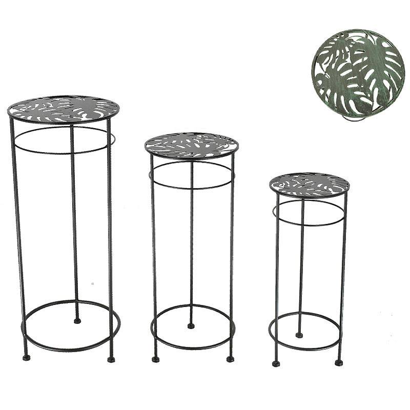 La Grande Prairie - Ensemble de 3 supports de plantes fer 28x28x70cm - Image 1