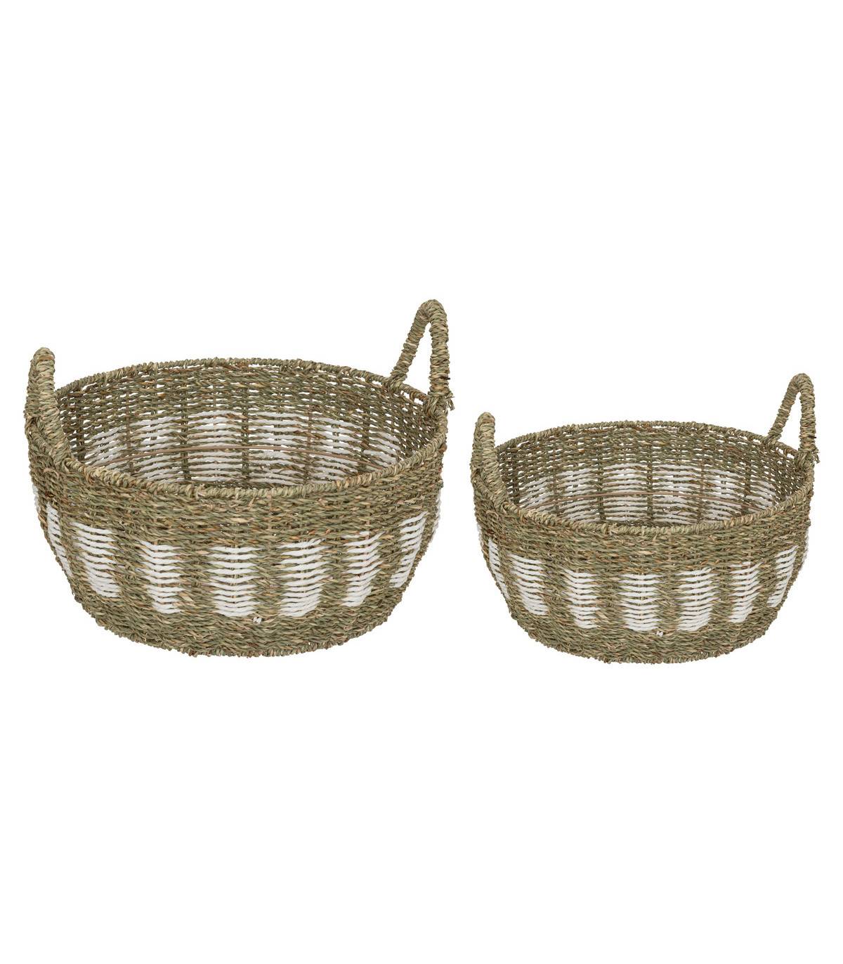 Lot de 2 Grands Paniers de rangement Bicolore D 50 et D 40 cm - Imagen 1