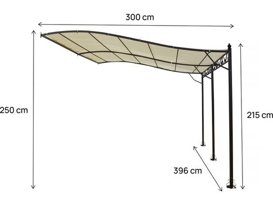 Pergola Tonnelle Adossée En Métal - 3 X 4 M - Beige -habitat Et Jardin - Image 3