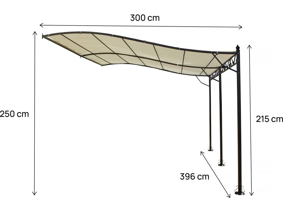 Pergola Tonnelle Adossée En Métal - 3 X 4 M - Beige -habitat Et Jardin - Image 3