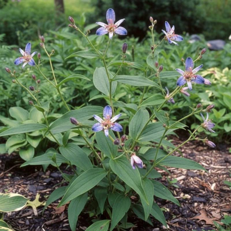 Lis orchidée Blaue, Tricyrtis à fleurs Blanche/Bleue - feuillage Caduc - Godet - 5/20 cm