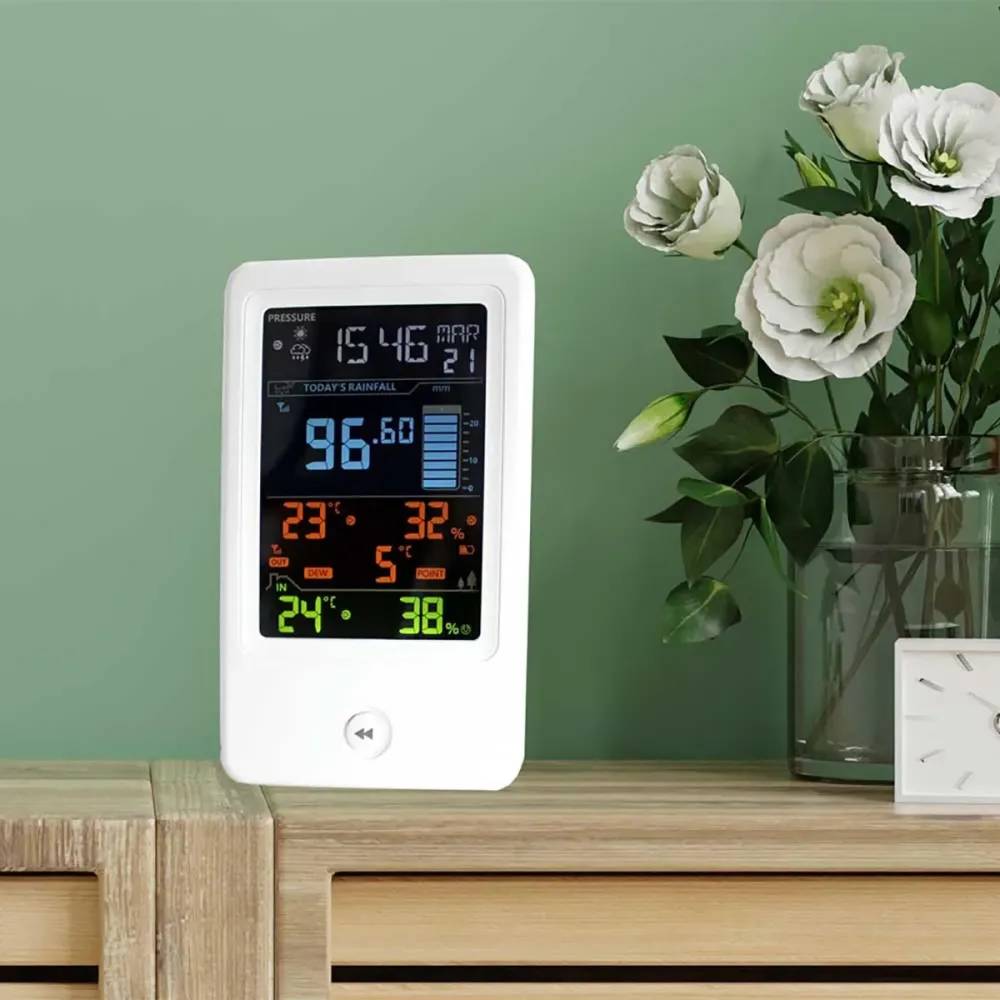Station Météo Intelligente Capteur Extérieur Écran LCD Ajustable Pluviomètre à Poser - Image 10