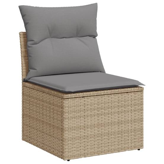 Salon de jardin 5 places beige modulable en poly rotin avec accoudoirs XL pour balcon Gris – ComfortXL Outdoor Living - Image 5