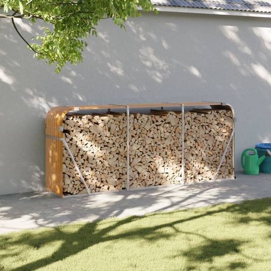 Range-bûches extérieur acier galvanisé Aspect Bois 234x45x100 cm – ComfortXL Outdoor Living - Image 1