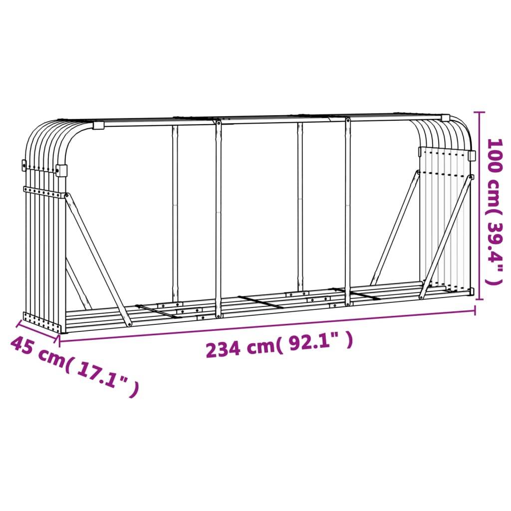 Range-bûches extérieur acier galvanisé Aspect Bois 234x45x100 cm – ComfortXL Outdoor Living - Image 9