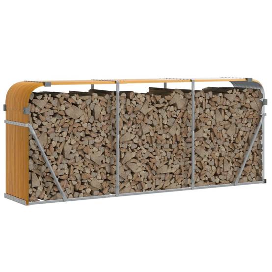 Range-bûches extérieur acier galvanisé Aspect Bois 234x45x100 cm – ComfortXL Outdoor Living - Image 3