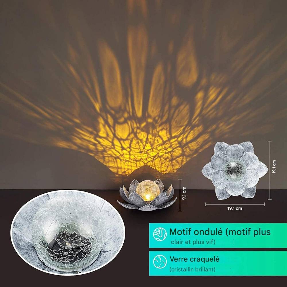 Lampe Solaire Extérieur Lotus Ausolee – Décoration Jardin Étanché IP55 Lumière Ambrée Magique