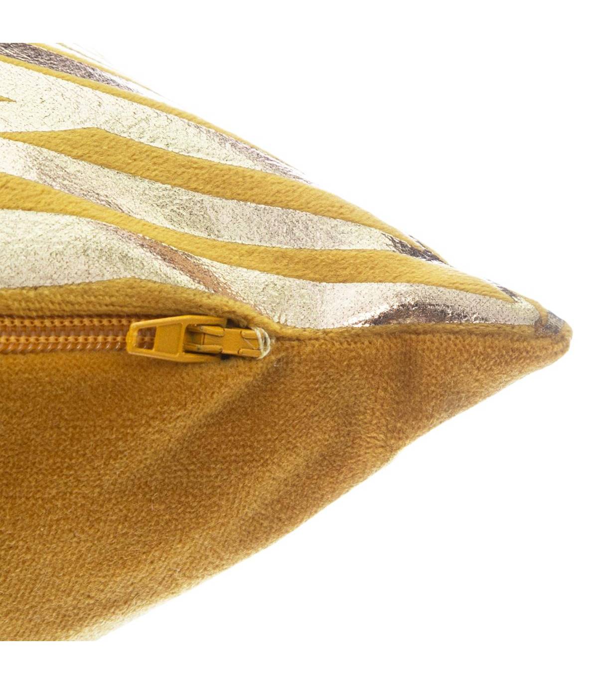 Coussin déhoussable Velours Ocre et Or 40 x 40 cm - Imagen 3