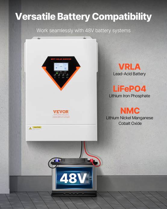 Vevor - VEVOR Onduleur solaire hybride 6000W, 48V->220/230V, contrôleur MPPT 120A intégré, hors réseau. - Image 5