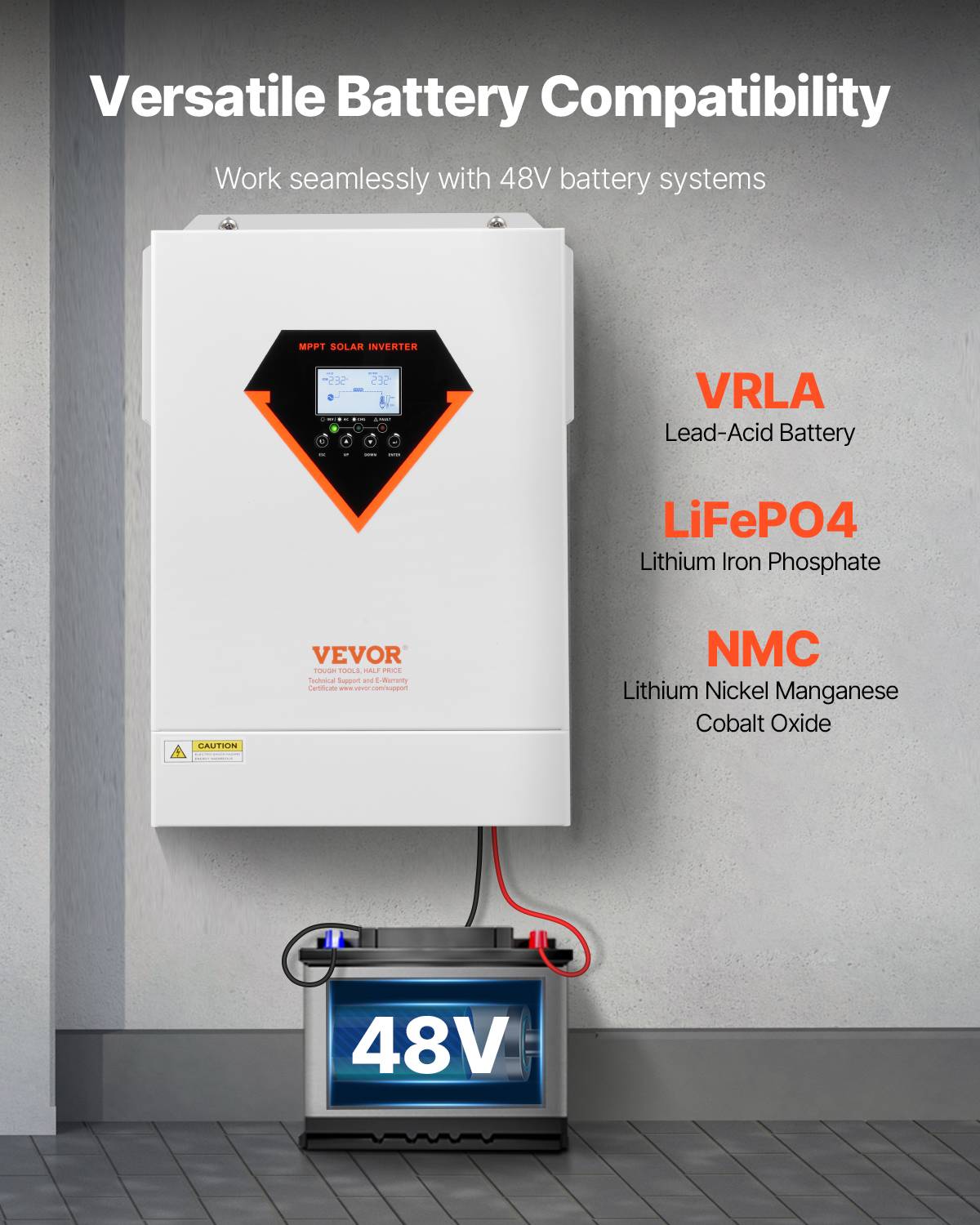 Vevor - VEVOR Onduleur solaire hybride 6000W, 48V->220/230V, contrôleur MPPT 120A intégré, hors réseau. - Image 5