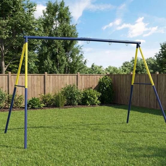 Balançoire portique pour enfant avec double balançoire cadre en acier, pour 3-8 ans, 260x160x178cm bleu - Image 9