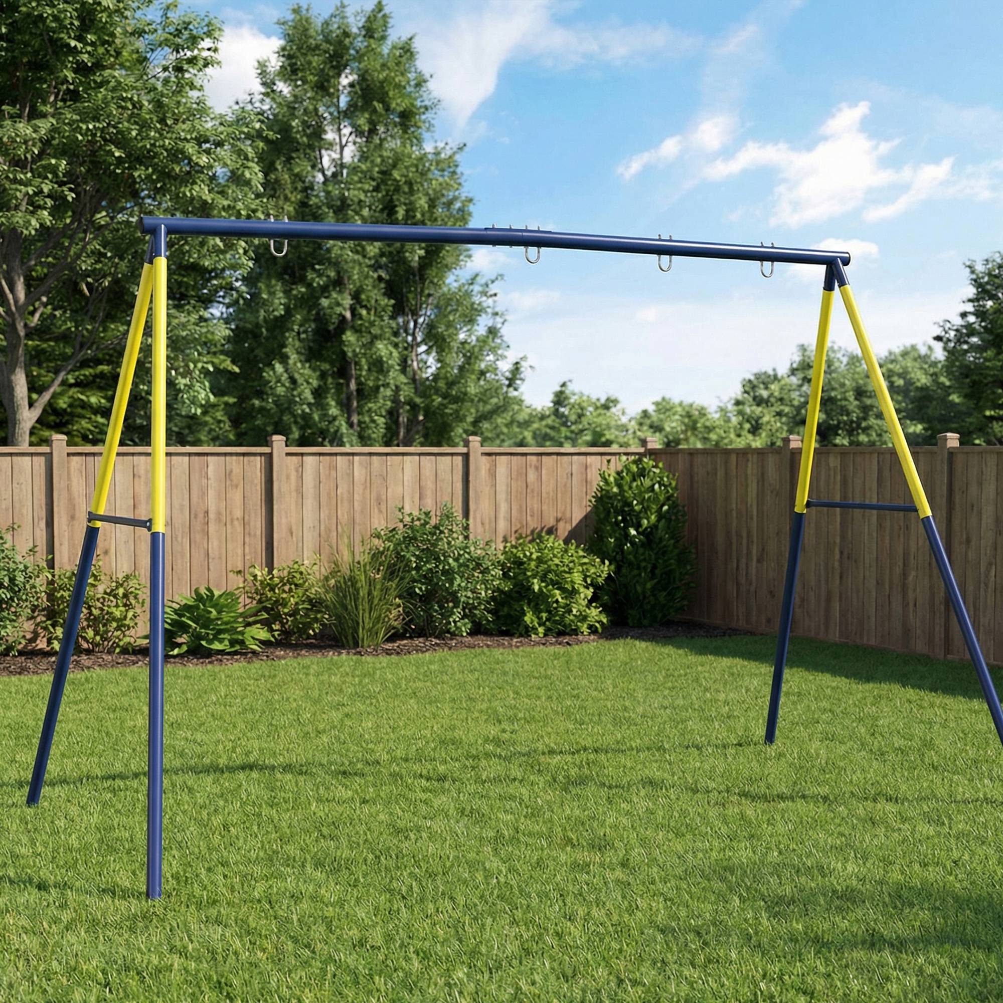 Balançoire portique pour enfant avec double balançoire cadre en acier, pour 3-8 ans, 260x160x178cm bleu - Image 9