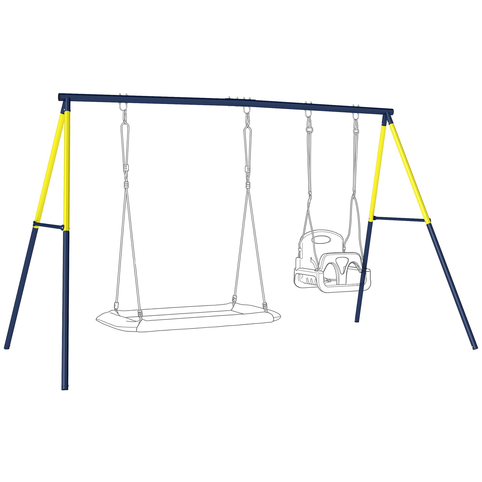 Balançoire portique pour enfant avec double balançoire cadre en acier, pour 3-8 ans, 260x160x178cm bleu - Image 1