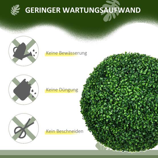 Lot 2 Boules Buis Artificielles Plastique Intérieur Extérieur Anti-UV 50cm Vert - ComfortXL Outdoor Living - Image 8