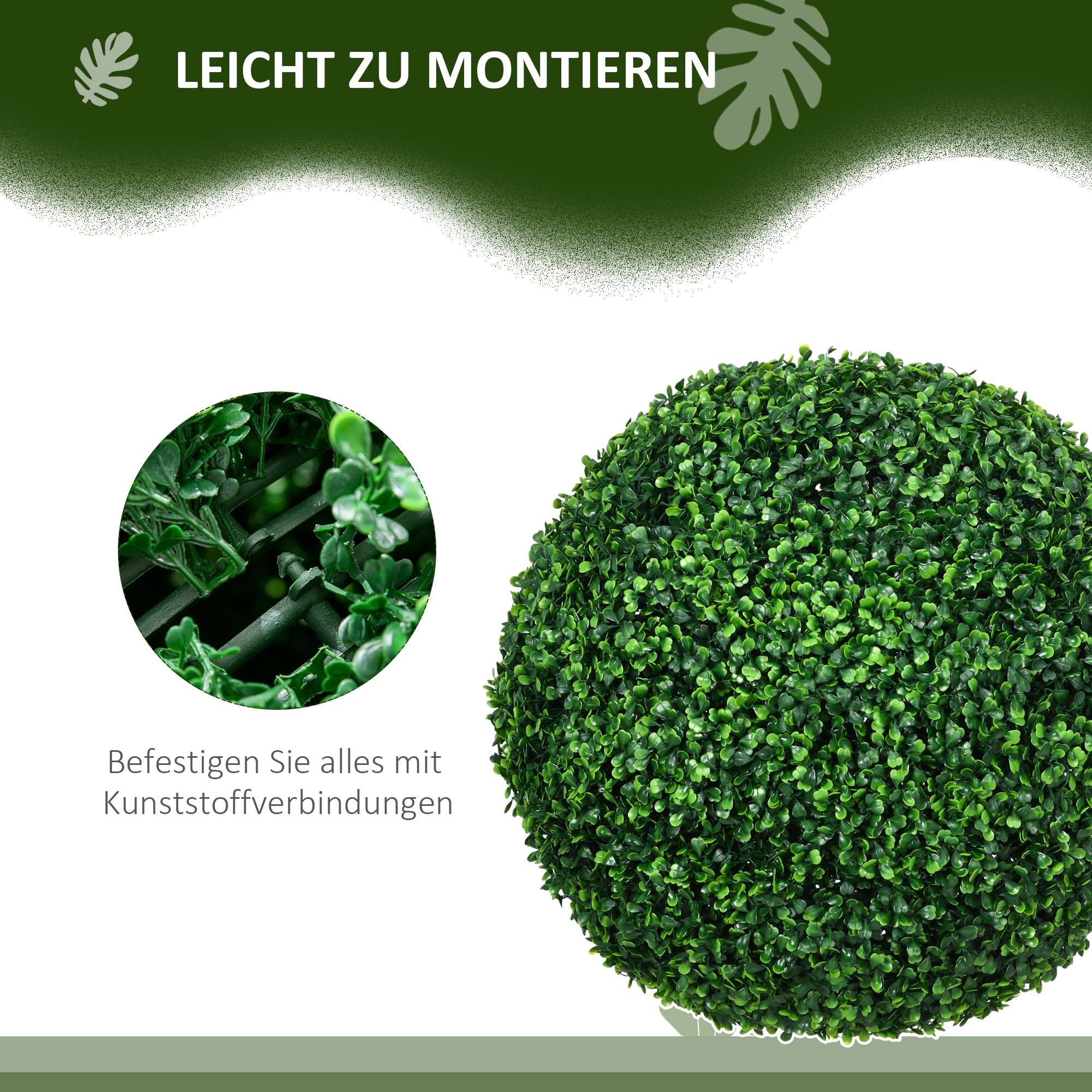 Lot 2 Boules Buis Artificielles Plastique Intérieur Extérieur Anti-UV 50cm Vert - ComfortXL Outdoor Living - Image 7