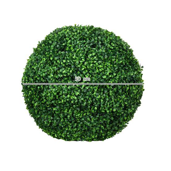 Lot 2 Boules Buis Artificielles Plastique Intérieur Extérieur Anti-UV 50cm Vert - ComfortXL Outdoor Living - Image 5