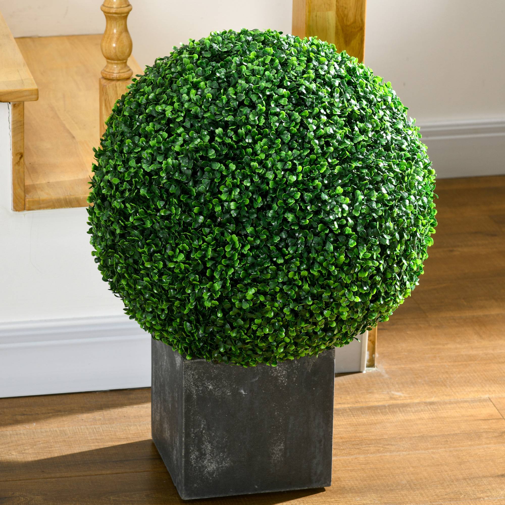 Lot 2 Boules Buis Artificielles Plastique Intérieur Extérieur Anti-UV 50cm Vert - ComfortXL Outdoor Living - Image 9
