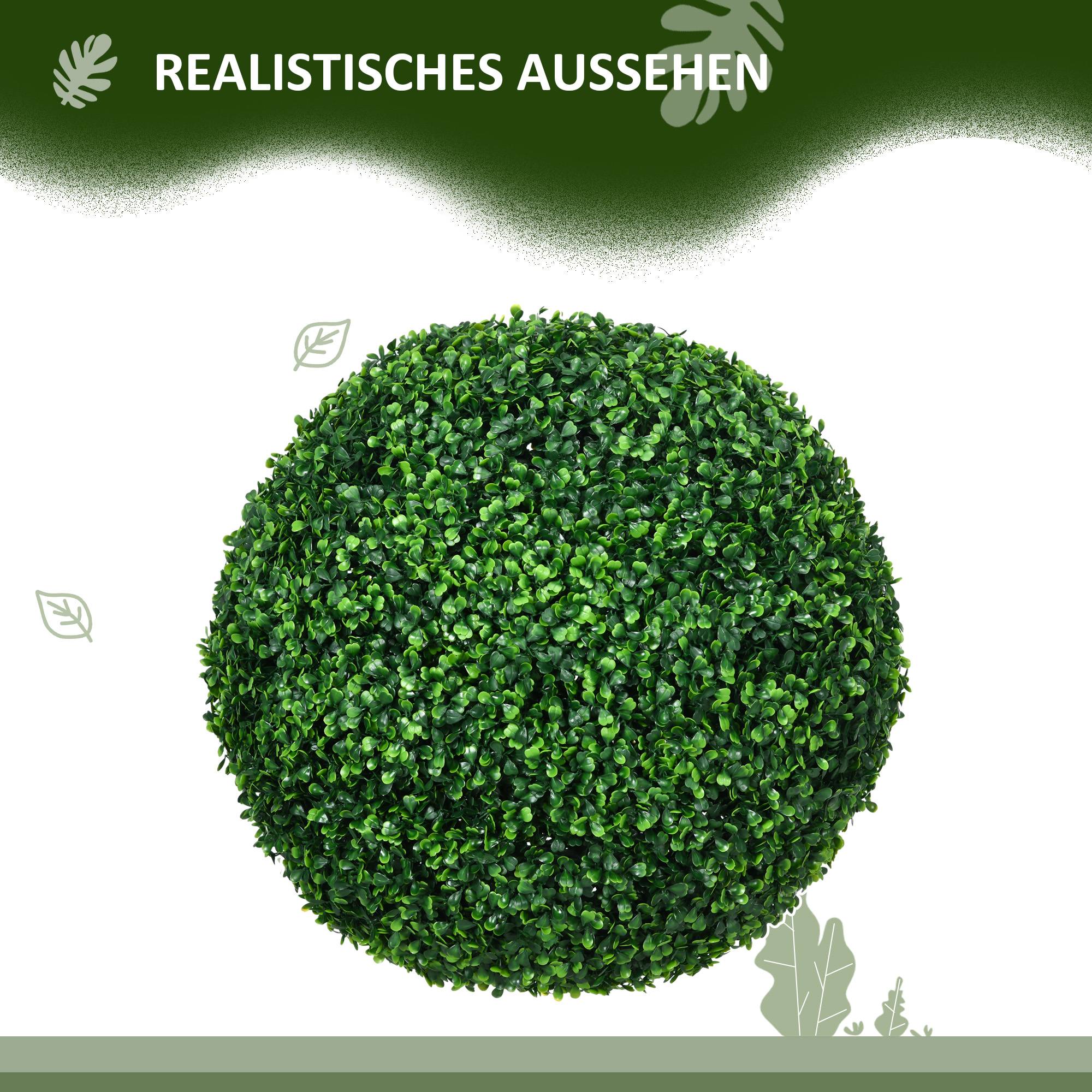 Lot 2 Boules Buis Artificielles Plastique Intérieur Extérieur Anti-UV 50cm Vert - ComfortXL Outdoor Living - Image 6