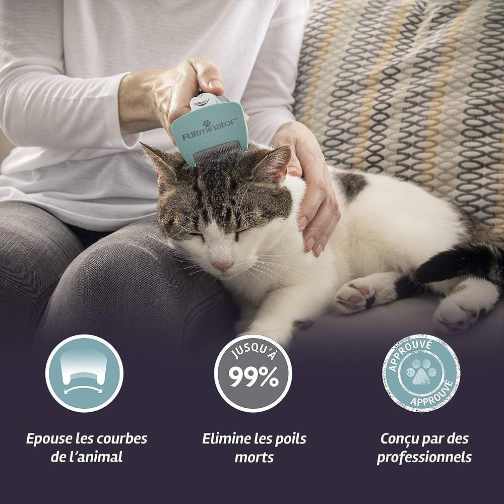 Furminator - Furminator - Brosse Furminator S pour chat a poils court de moins de 4.5 kg - Imagen 7