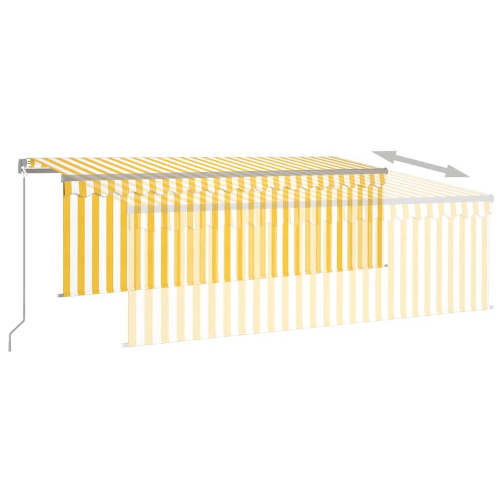 Store de Terrasse Manuel avec Éclairage LED et Store Vertical Intégré Jaune et Blanc 4x3m – ComfortXL Outdoor Living - Image 4