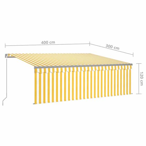 Store de Terrasse Manuel avec Éclairage LED et Store Vertical Intégré Jaune et Blanc 4x3m – ComfortXL Outdoor Living - Image 7