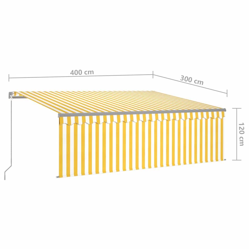 Store de Terrasse Manuel avec Éclairage LED et Store Vertical Intégré Jaune et Blanc 4x3m – ComfortXL Outdoor Living - Image 7