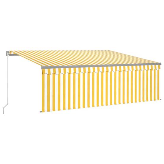 Store de Terrasse Manuel avec Éclairage LED et Store Vertical Intégré Jaune et Blanc 4x3m – ComfortXL Outdoor Living - Image 2