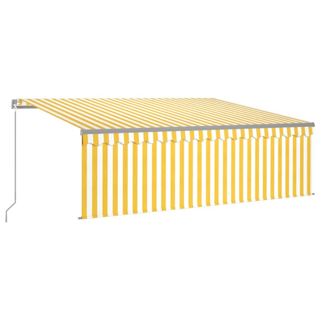 Store de Terrasse Manuel avec Éclairage LED et Store Vertical Intégré Jaune et Blanc 4x3m – ComfortXL Outdoor Living - Image 2