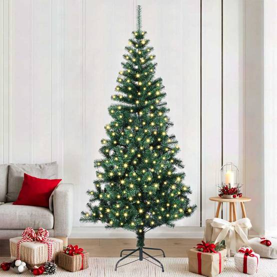 Sapin de Noël | Arbre de Noël artificiel pré-éclairé Vert 210 cm PVC et métal Maison Chic - Image 2