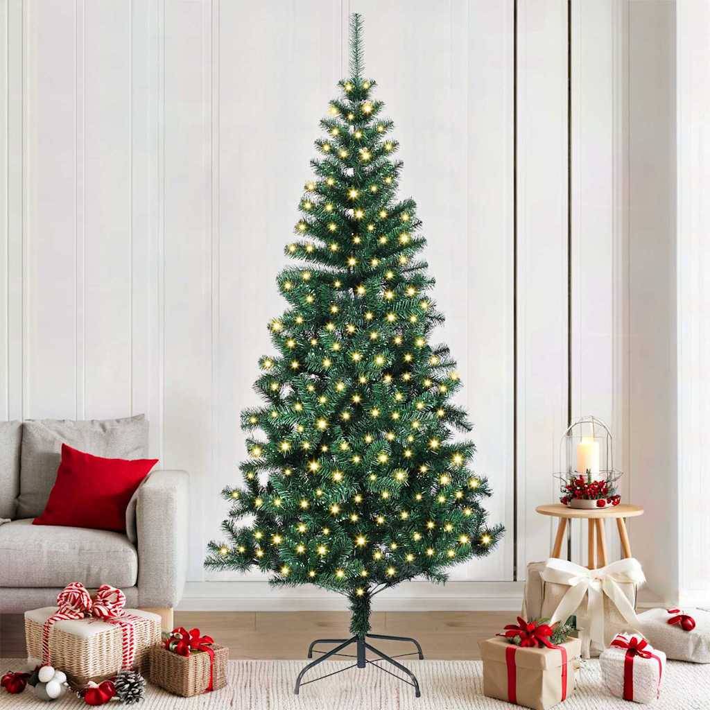 Sapin de Noël | Arbre de Noël artificiel pré-éclairé Vert 210 cm PVC et métal Maison Chic - Image 2