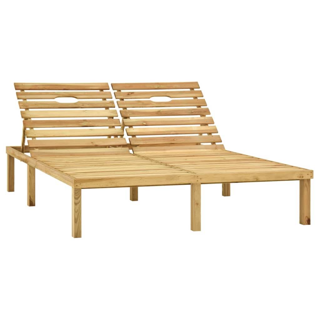 Helloshop26 - Transat chaise longue bain de soleil lit de jardin terrasse meuble d'extérieur double bois de pin imprégné de vert - Imagen 1