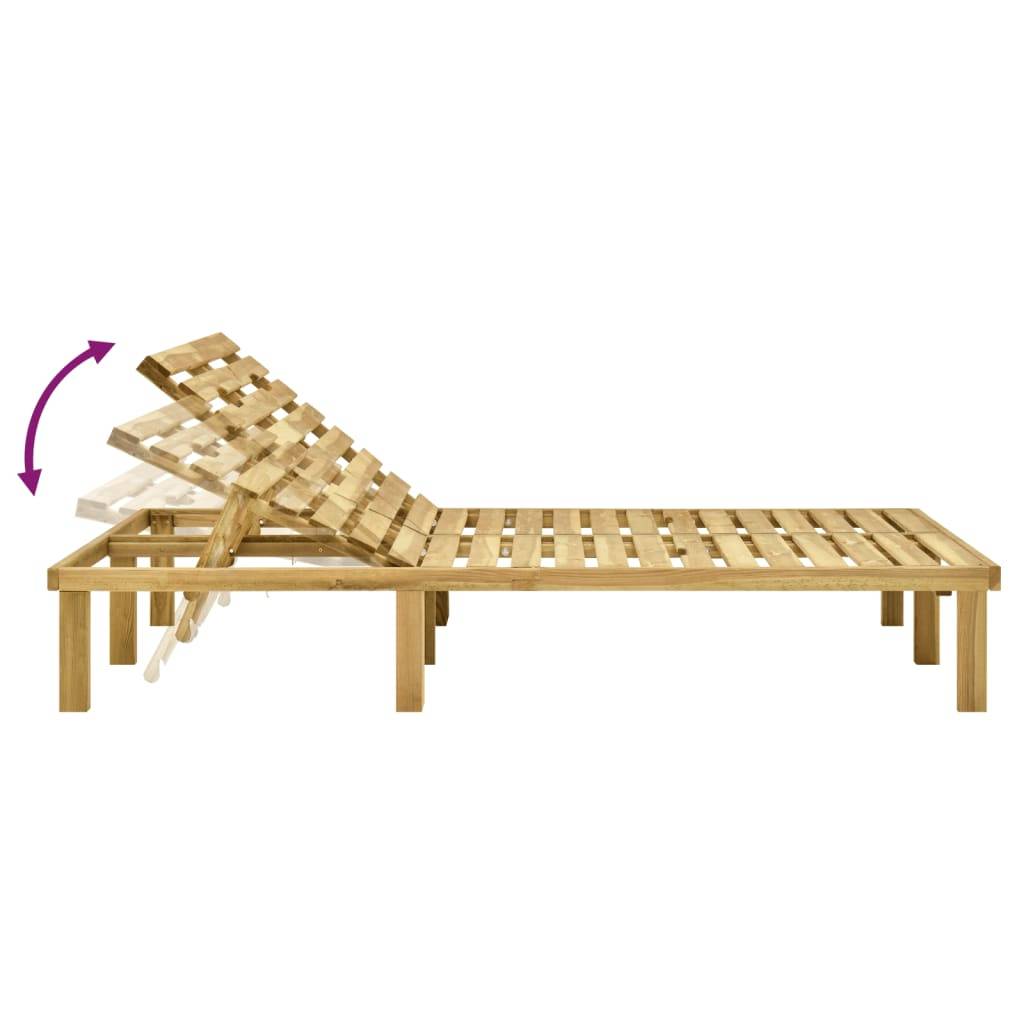 Helloshop26 - Transat chaise longue bain de soleil lit de jardin terrasse meuble d'extérieur double bois de pin imprégné de vert - Imagen 6