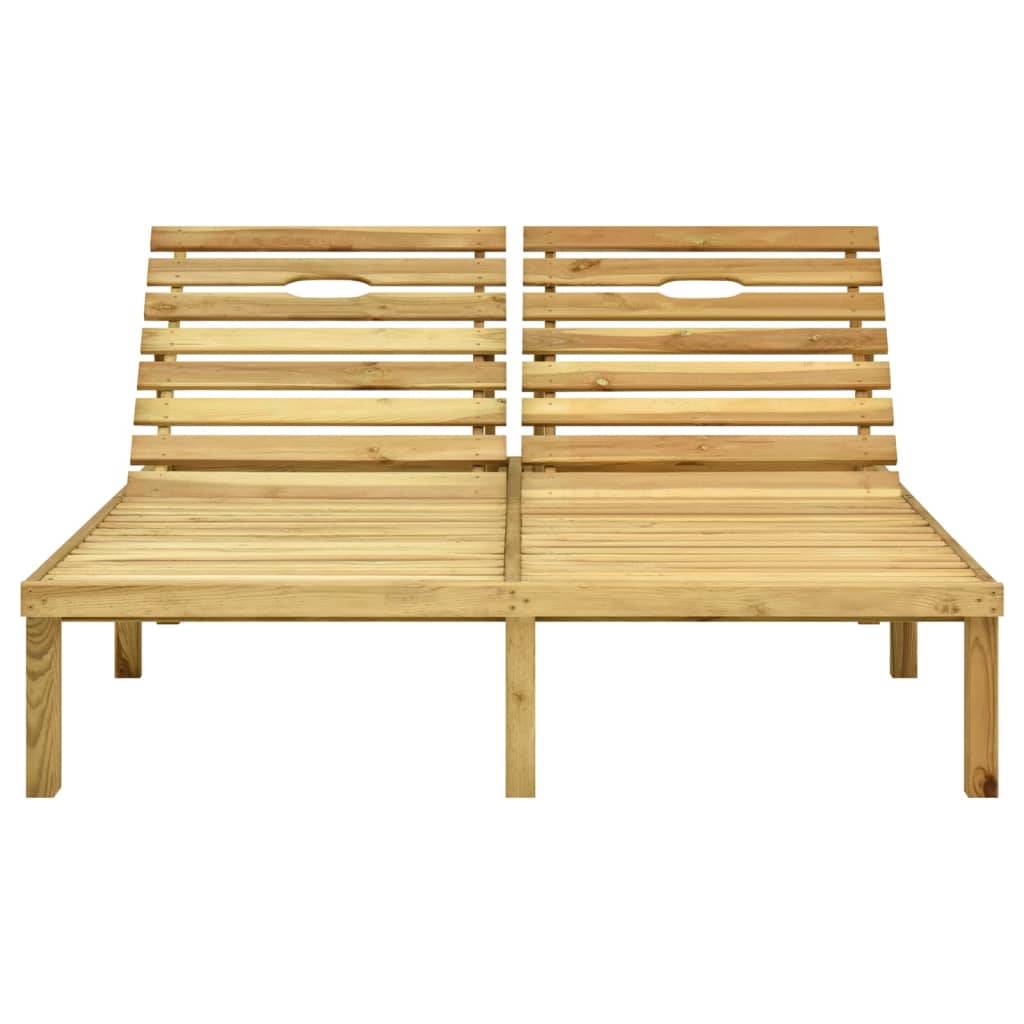 Helloshop26 - Transat chaise longue bain de soleil lit de jardin terrasse meuble d'extérieur double bois de pin imprégné de vert - Imagen 2