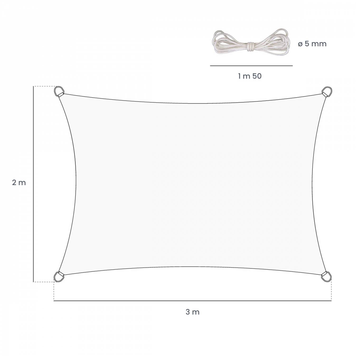 Linxor - Voile d'ombrage rectangulaire imperméable et anti-UV - 2 x 3 m - Beige - Linxor - Imagen 2