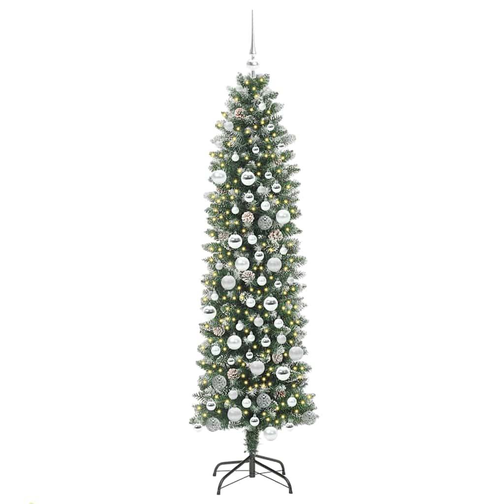 Vidaxl - Arbre de Noël artificiel slim Vert et blanc 180 cm vidaXL 3395298 - Image 4